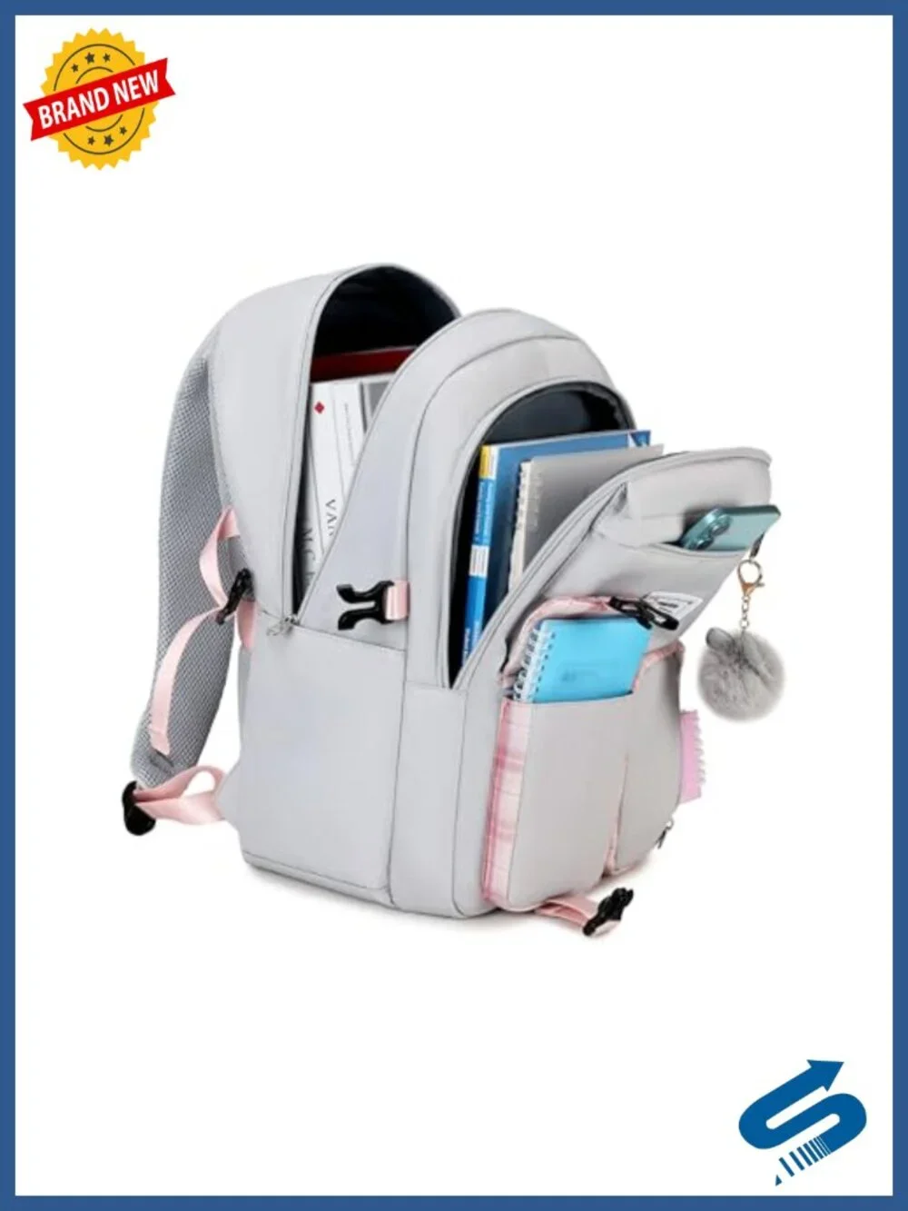 Joymoze Cute Backpack for Girl Teenager Daily Backpack Women Backpack Purse Grey